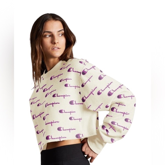 Champion Tops - Champion Life Reverse Weave Cropped Cut Off Crew- Fit Hooded Sweatshirt SZ S